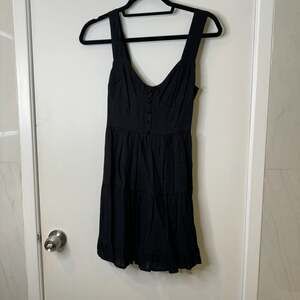 Lulus Good to Be Here Black Tiered Button-Front Mini Dress